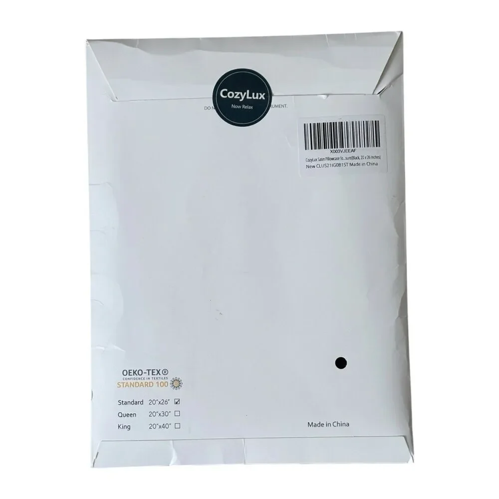 CozyLux Standard Pillowcase 20” X 26”  100% Microfiber Satin Black Pack of 2